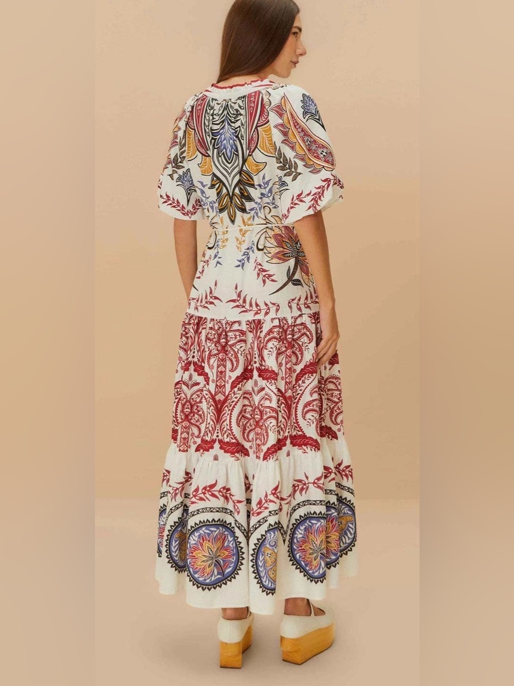 Farm Rio Tropical Boho Glam V neck Floral Maxi Dress Size: M retail $330 EUC - Picture 2 of 10